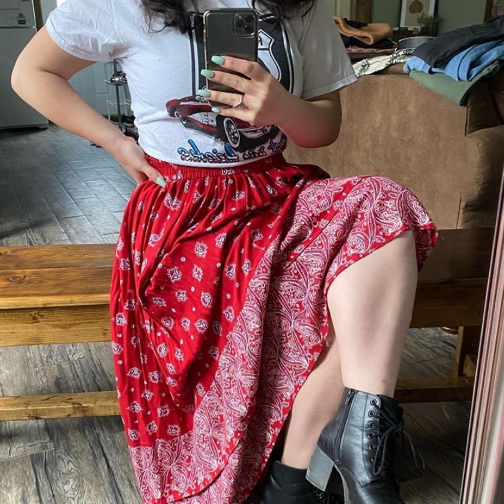 🎒Vintage Red Bandana Print Skirt